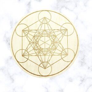 Sacred Geometry Metatron's Cube Wooden Crystal Grid 12 Inches Diameter